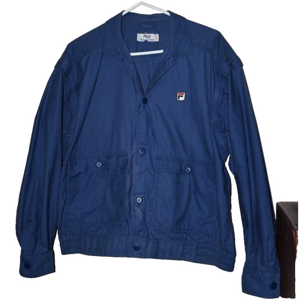 Vtg Fila Men's‎ Convertible Jacket Vest Blue Italy Sz 42 Flaw Zip off sleeves